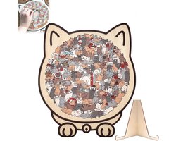 Houten kattenpuzzel - 135 stukjes, houten puzzel voor volwassenen in de vorm van een kat, creatieve kattenpuzzel, cadeau voor kattenliefhebbers, woondecoratie