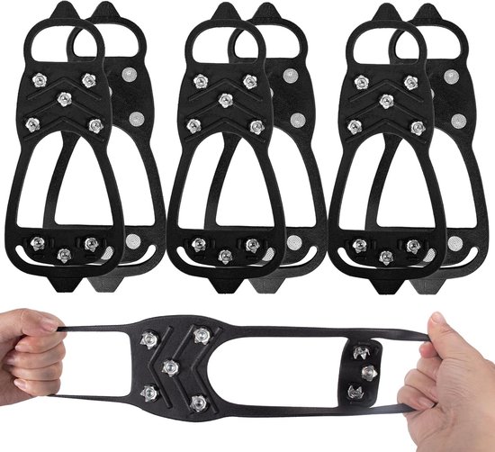 3 paar universele ijsstijgijzers | Schoenovertrekken | Antislip | antislip spikes voor ijs en sneeuw | antislip schoenen voor schoenen en laarzen om te wandelen, hiken en klimmen, Zwart L 40-45|Cyslmuk®