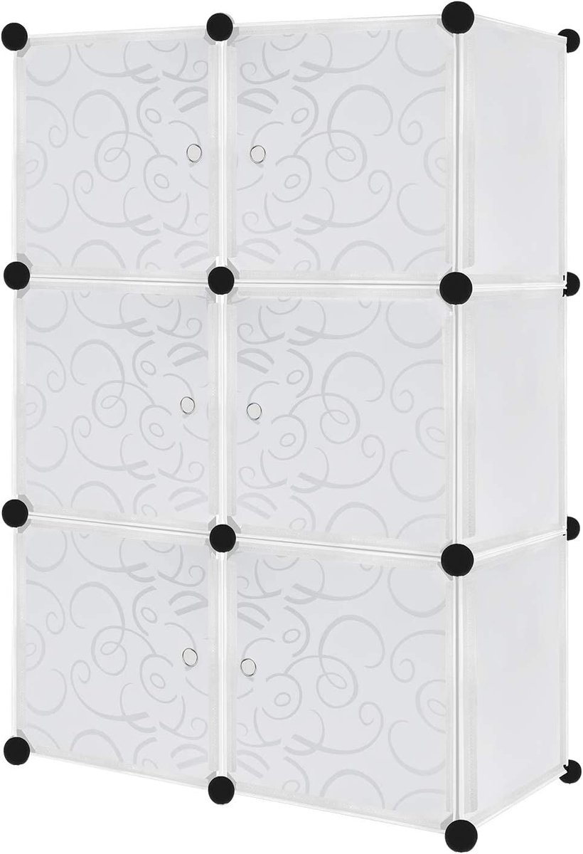 Aufun Modulaire kledingkast - 6 vakken met schoenenrek en deuren - wit