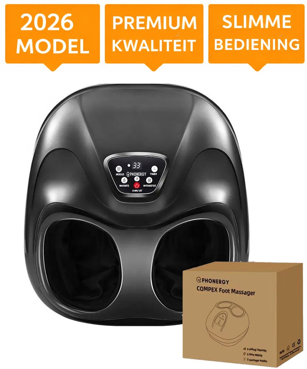 Bol.com Phonergy Compex - Voetmassage apparaat - Warmtefunctie met Infrarood - 2026 - Afstandsbediening -Zwart aanbieding