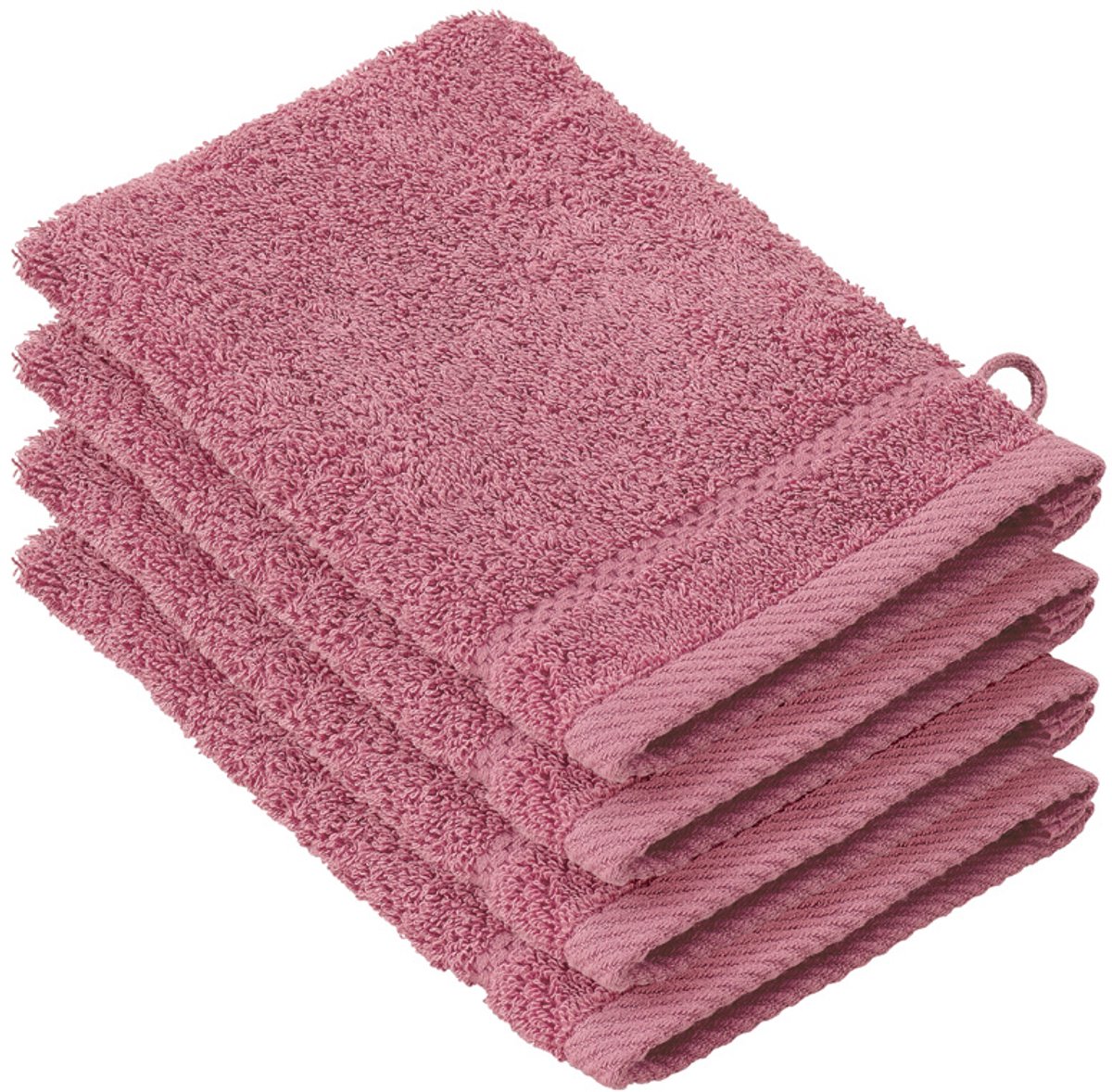 De Witte Lietaer Washandjes Stephanie Carmine - 15 x 21 cm - set 4 stuks - Roze - Katoen