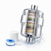 Universele Douchefilter 15 Lagen – Anti Kalk & Chloor – Shower Filter met Vitamine C – Voor Gezonde Huid & Zacht Haar – Inclusief Filter - Zilver