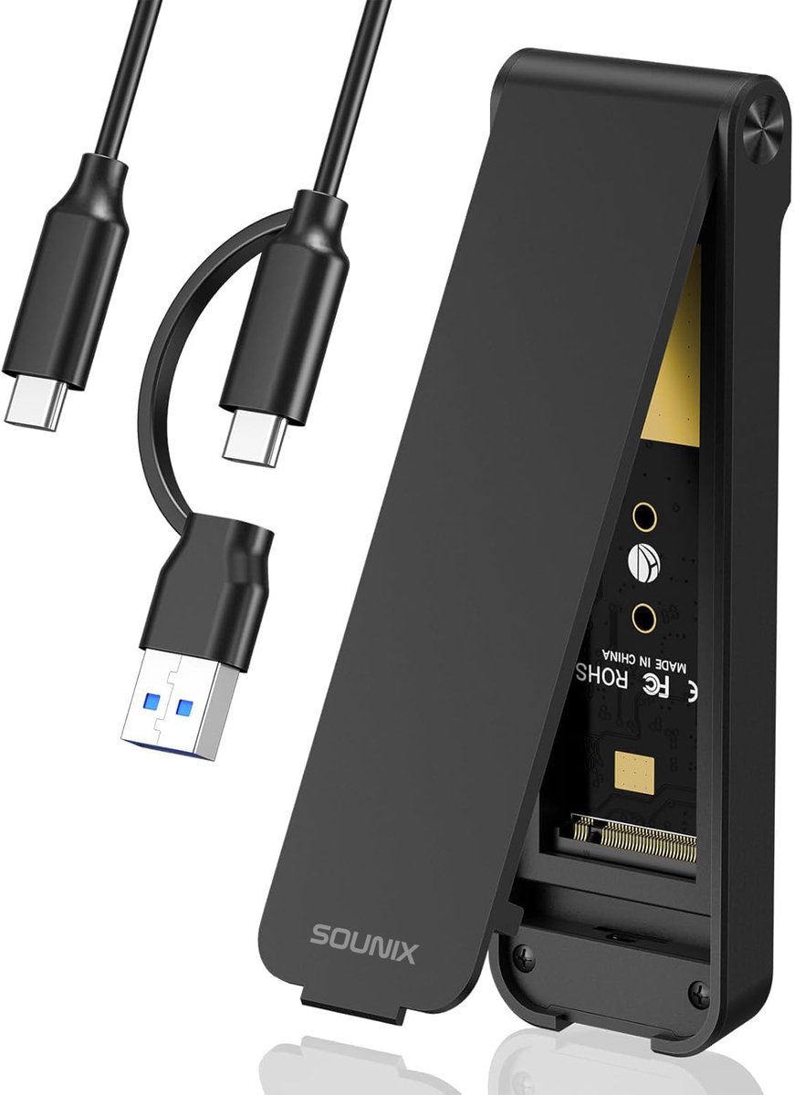 Sounix M.2 (NVMe&SATA) 2 IN 1 Behuizing - USB 3.2 - Externe USB-C SSD behuizing - Aluminum