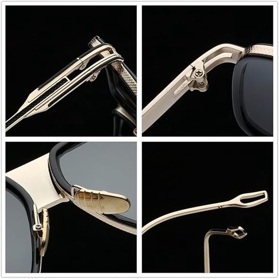 2-delige zonnebrilset - Montuurbreedte 147 mm - Lensbreedte 59 mm - Montuurhoogte 55 mm - Neusbrug 24 mm - Veerlengte 124 mm - Unisex - Retro metalen zonnebril - Verkrijgbaar in 2 kleuren van ADAMARIS. — afbeelding 5