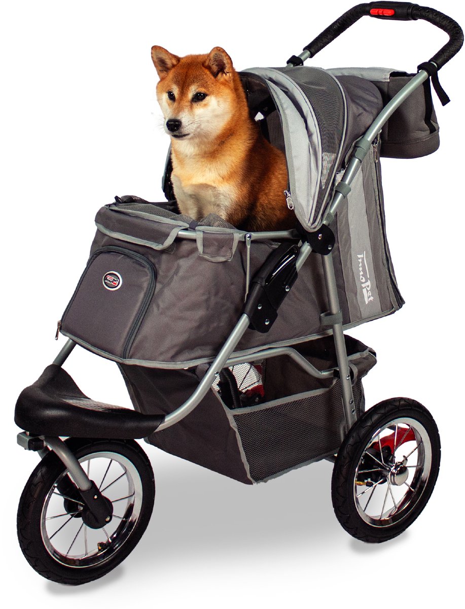 InnoPet Hondenbuggy Comfort Air Eco - Inklapbaar met één hand - Tot 25 kg - Luchtbanden - Licht-/Donkergrijs