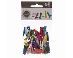 Mini fotoknijpertjes/kaartknijpertjes hout - 50x stuks - 2,5 cm - Kerstkaart knijpers