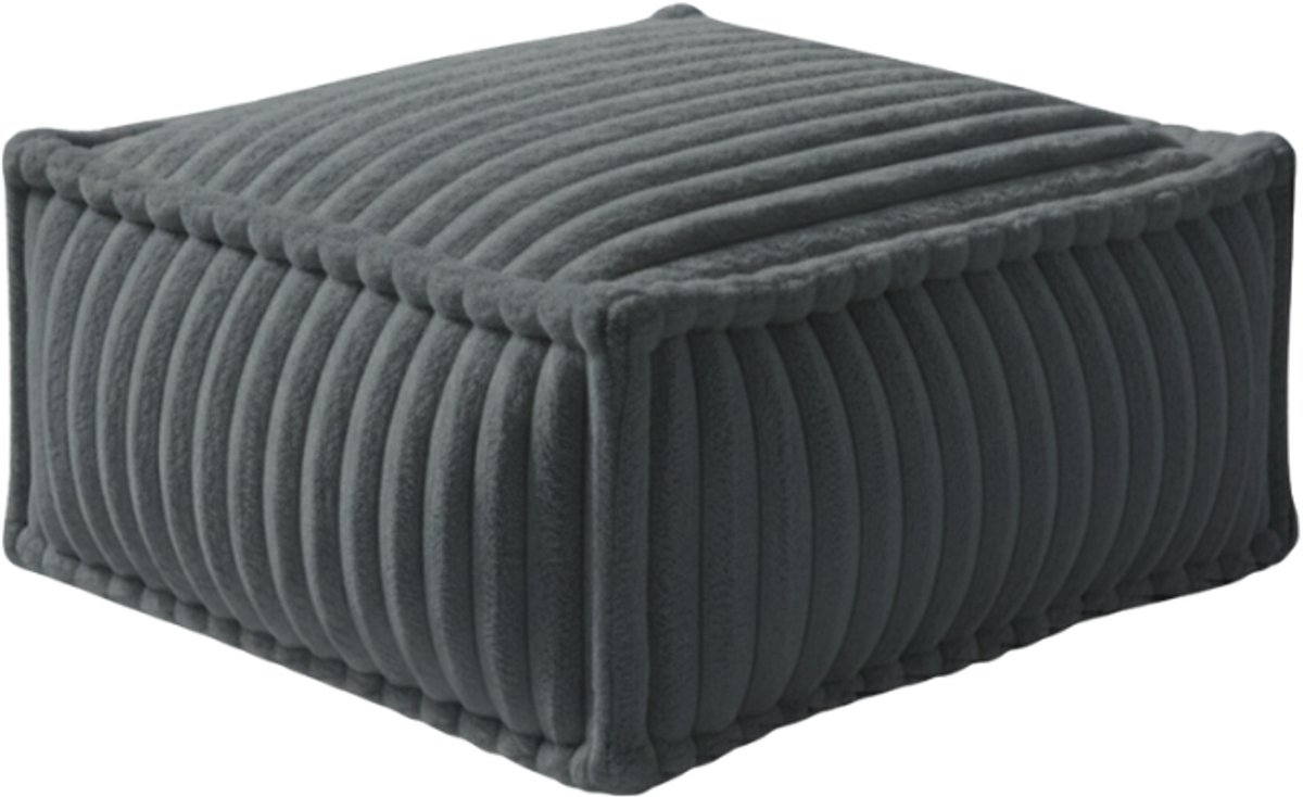 Bananair - Chaise longue module voor modulaire bank - Voetenbank - Zitzak - Geribd imitatiebont - 80x60 cm - Donkergrijs