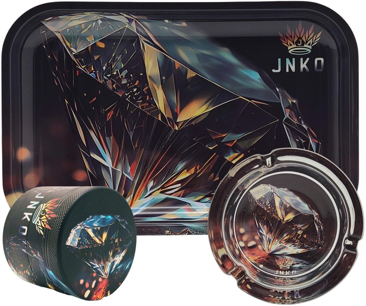 Grinder + Metalen Dienblad XXL + Asbak – 3-delige Set – Diamond Design - JNKO