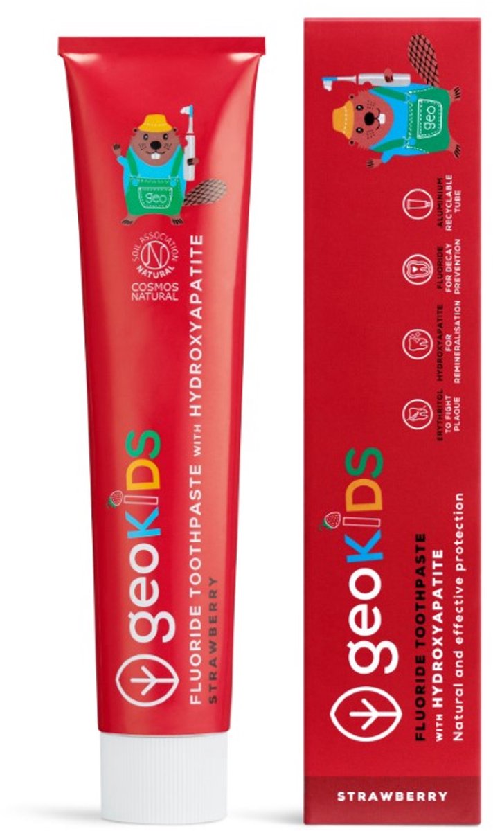 Georganics - Tandpasta - Kids - Strawberry - Tube - 75ml - Vegan - Hydroxyapatiet - Fluoride