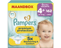 Pampers Premium Protection Maat 4+ - 162 Luiers - 10kg-15kg - Maandbox