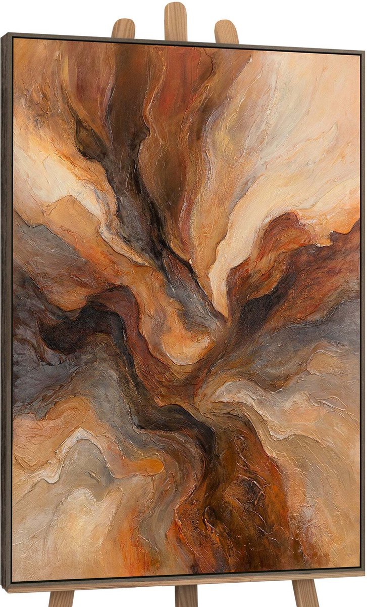 YS Canvas schilderij handgeschilderd flash of eternity abstract – YS-Art Gallery – Luxe wanddecoratie voor woonkamer – Modern schilderij voor slaapkamer en hal Grey