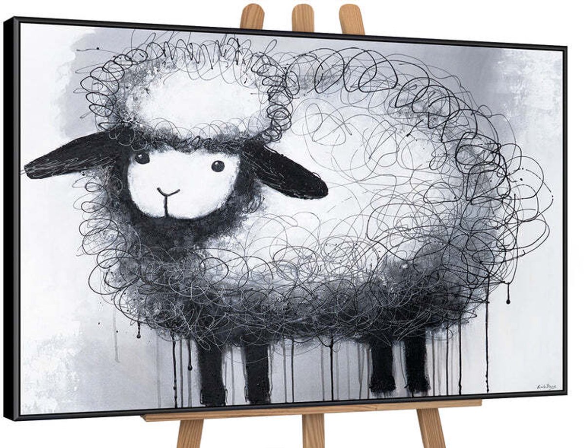 YS Canvas schilderij handgeschilderd curly fantasy abstract – YS-Art Gallery – Luxe wanddecoratie voor woonkamer – Modern schilderij voor slaapkamer en hal Black