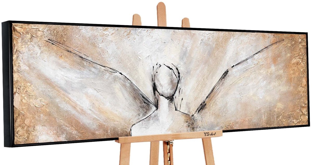 YS Schilderij "Schoonheid" - Handgeschilderd canvas schilderij - Wanddecoratie Moderne kunst - Goud - Kunst - Muurdecoratie woonkamer - Slaapkamer decoratie - Kamer accessoires - Abstracte schilderijen kunst - schilderij canvas Black 150x50