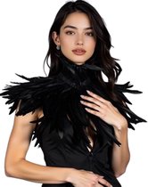 Zwarte veren kraag dames – Luxe fashion accessoire – Modieuze kraag met veren – Halsversiering voor Feest, Carnaval, Festival, Avondkleding – Elegante Verenkraag voor Feest & Shows – Fotoshoots en Stijlvolle Outfits – Carnaval – Boudoir – One size