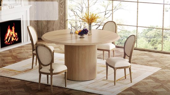 Tribesigns Ronde Eettafel voor 4 personen - Eettafel met Metalen Onderstel - 120 cm Ronde Keukentafel - Modern - Houtkleur - 120 x 120 x 75 cm