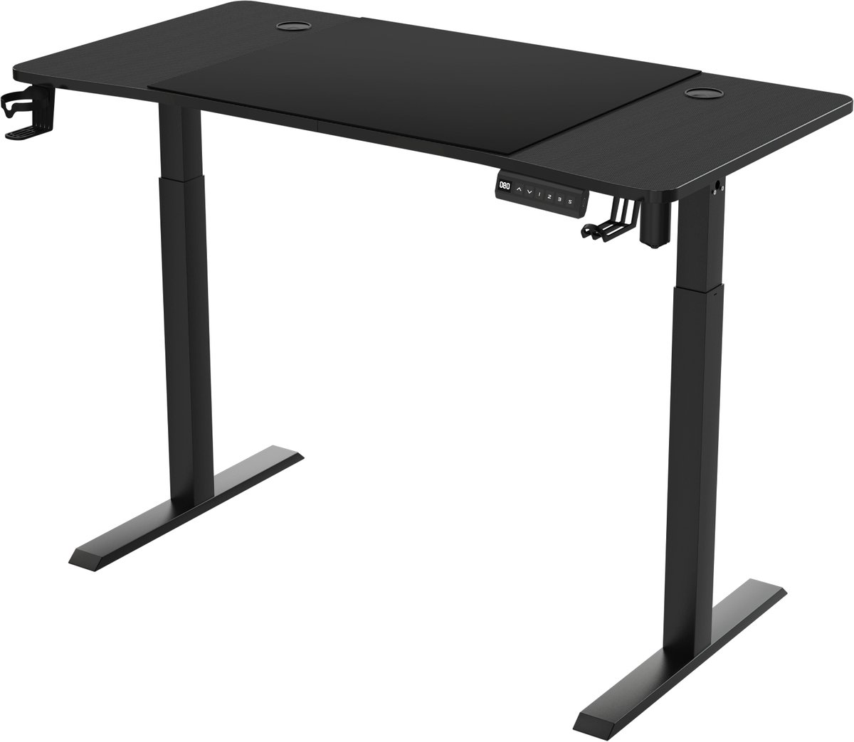 Aufun in hoogte verstelbaar computerbureau – 120 x 60 cm – staand bureau – met kabelgoot en koptelefoonhaak – zwart