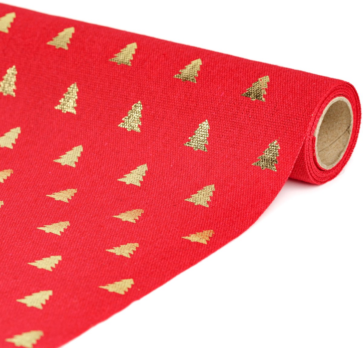Tafelloper Kerst 180 × 28 cm – Rode Tafelloper Met Kerstboommotief – 70% Polyester / 30% Katoen – Decoratief Middelpunt Voor Tafel En Dressoir [58206L]