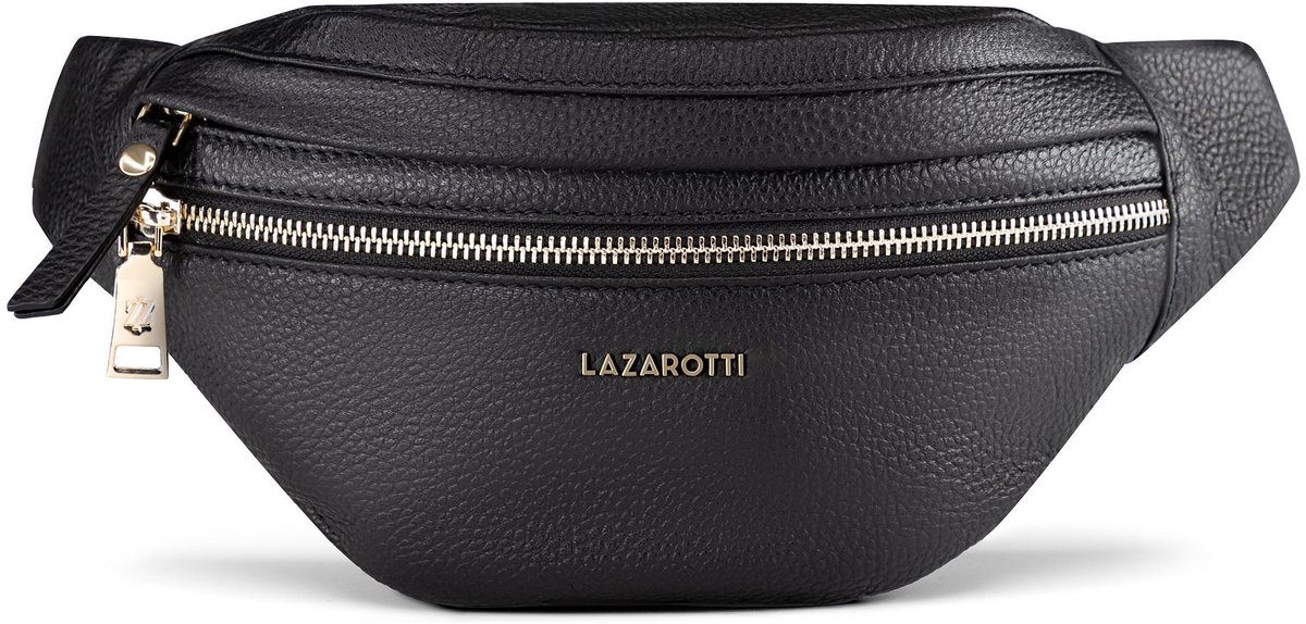 Lazarotti Leren gordeltas schoudertas Bologna Leather Bumbag Black zwart