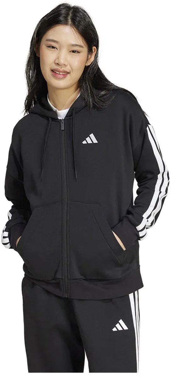 Adidas Essentials 3 Stripes Fleece Sweatshirt Met Rits S Regular Vrouw Zwart