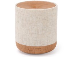 Gloovon® - Aroma Diffuser - Luchtbevochtiger - Aroma Vernevelaar - 200ml met Stoffen Bekleding en Nachtlampje - Lichtbruin