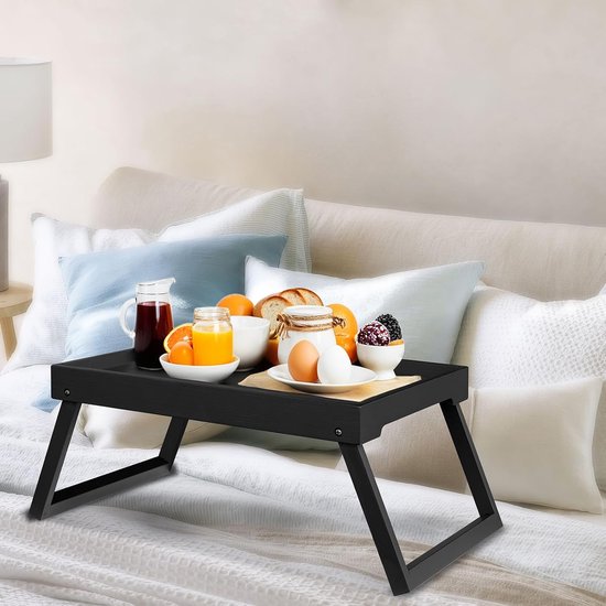 Opklapbare tafel - Campingtafel - Draagbare opklapbare tafel - Kan gebruikt worden als eettafel, tv-tafel, laptoptafel, snacktafel, banktafel of werktafel - Zwart — afbeelding 4