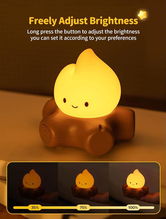 Vlammen Nachtlamp USB Oplaadbare Campfire Lamp Dimbaar Vlamloze Kaars Voor Tafeldecoratie Binnen En Buiten Sfeerverlichting Voor Kinderen Kerstmis En Feesten van Bamily — afbeelding 2