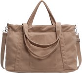 Sac à main en velours côtelé pour femmes à grande capacité, sac fourre-tout avec compartiments, sac de transport pour femmes, adapté aux achats, voyages, trajets quotidiens domicile-travail, plage et fitness, Kaki