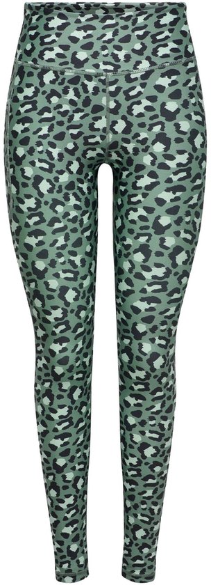 Hoge taille sportlegging met een groene luipaardprint.