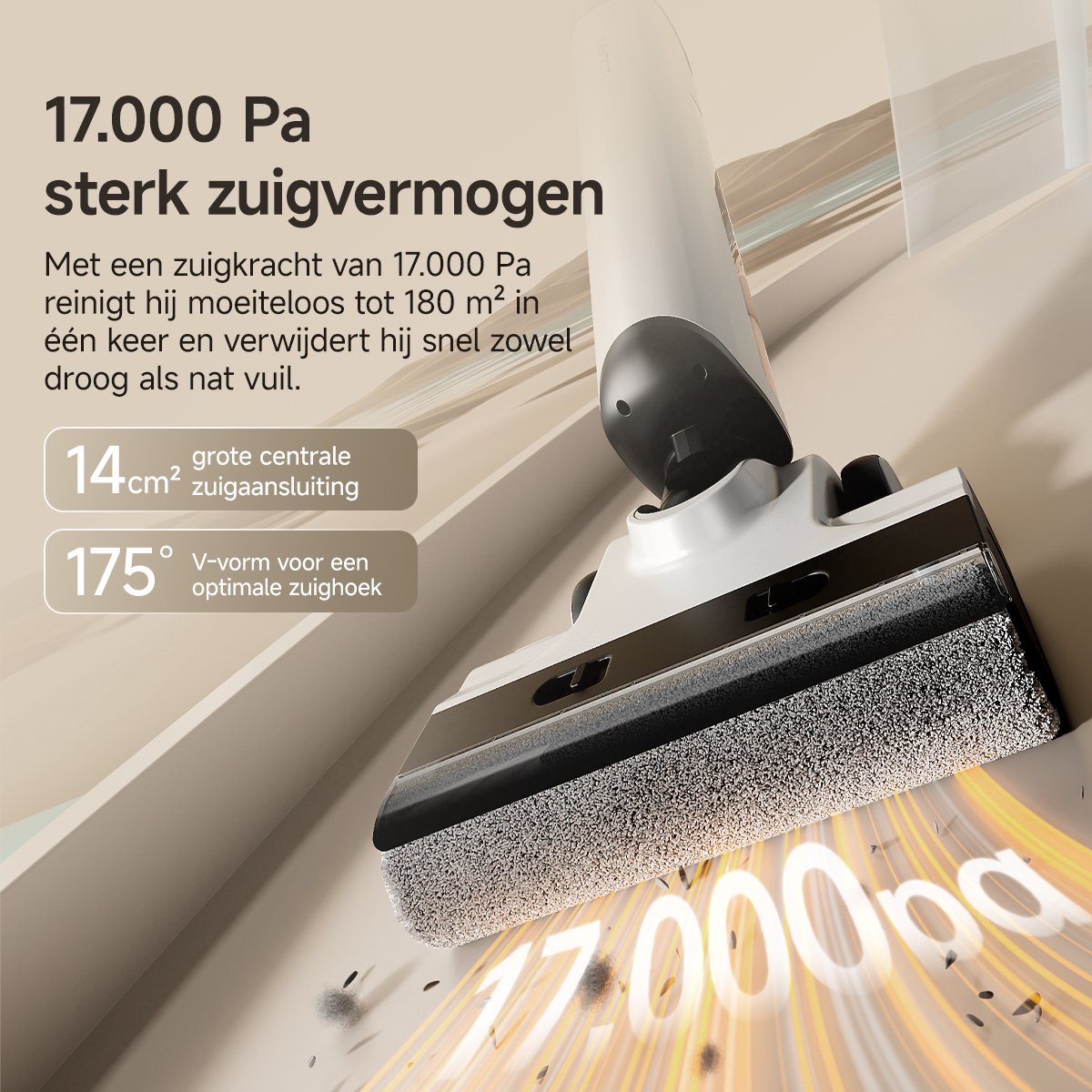 Uwant D500 Draadloze Steelstofzuiger met 17.000 Pa - afbeelding 2