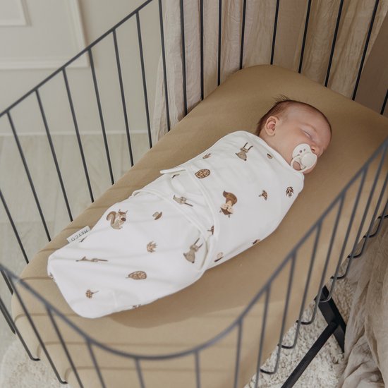 Meyco Baby Forest Animals Swaddlemeyco Inbakerdoek - Sand - 0-3 Maanden - 2-pack van Meyco Baby — afbeelding 5