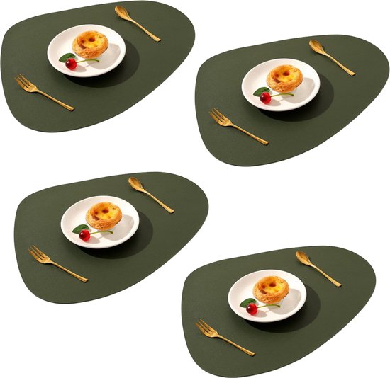 longziming - Set de 4 Dessous de Plat en Cuir – Vert – Facile d'entretien et Résistant à l'usure – Protection de Table Moderne pour l'Intérieur et l'Extérieur