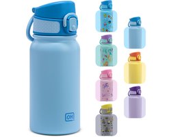BentOH! RVS Waterfles 350ml Kinderen & Volwassenen - Blauw - Anti-overloop & Lekvrij – Met Eén Hand te Openen – BPA-vrij & Vaatwasserbestendig