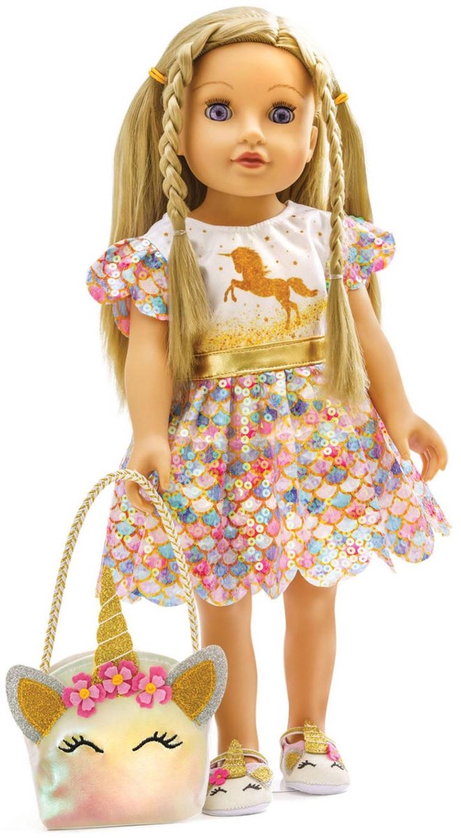 Pu-Glitzerkleid Einhorn Goldy,Gr.35-45cm — afbeelding 5