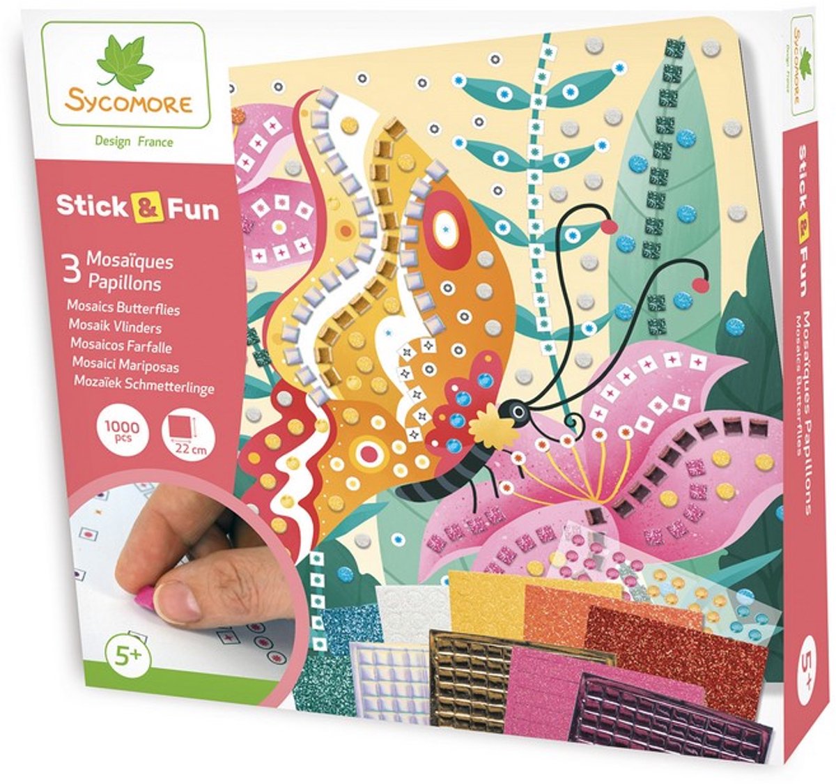 Sycomore mozaïek speelgoed Stick'N Fun vlinders creatief knutselen.