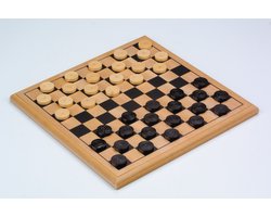 Damset compleet – Damstenen van Berkenhout Ø 30 mm – Bord 29 x 29 cm – Luxe Dambord voor Beginners &