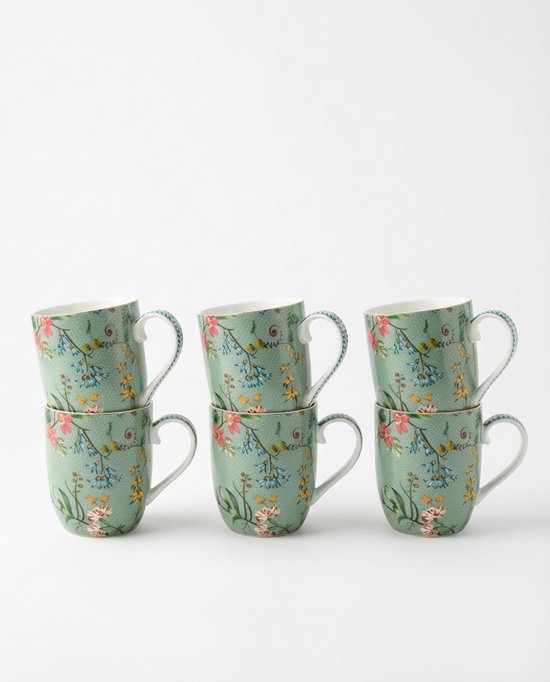 Pip Studio Jolie Mokken - Koffiekopjes met Oor - Koffiemok - Servies set van 6 - 200ml