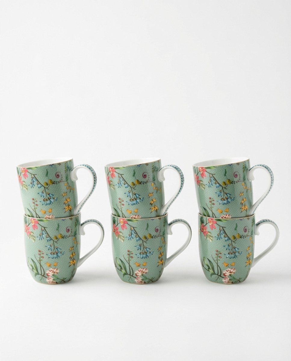 Pip Studio Jolie Mokken - Koffiekopjes met Oor - Koffiemok - Servies set van 6 - 200ml