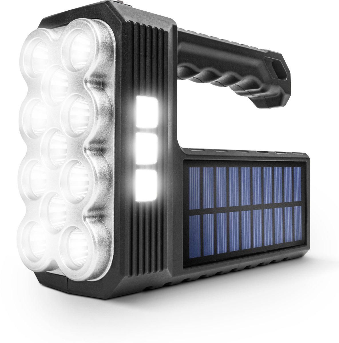 Solar COB LED Zaklamp - 1000 Lumen - Werklichtfunctie - 1200mAh Oplaadbaar - XPE + COB LED - MicroUSB & Zonnepaneel - IP55 - Voor Kamperen Wandelen Klussen [18581]