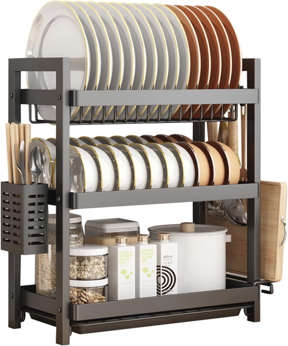 3-Tier Afwasrek - Ruimtebesparend en Multifunctioneel Keukenaccessoire