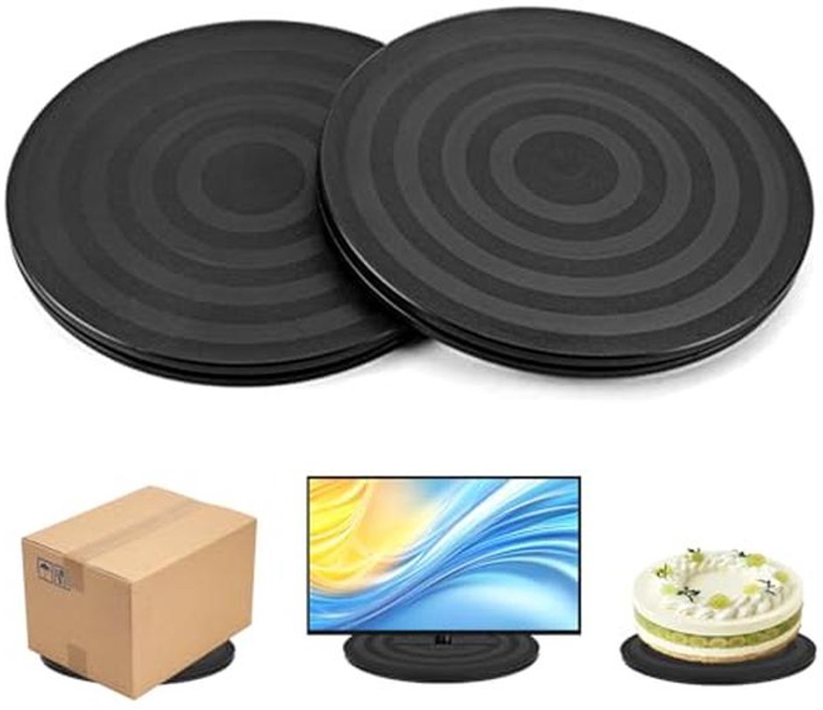 2 Stuks Draaibare Draaischijf - Universeel Draaiplateau 20 cm - 360° Draaiplatform voor Laptops, Monitor, TV en Luidspreker