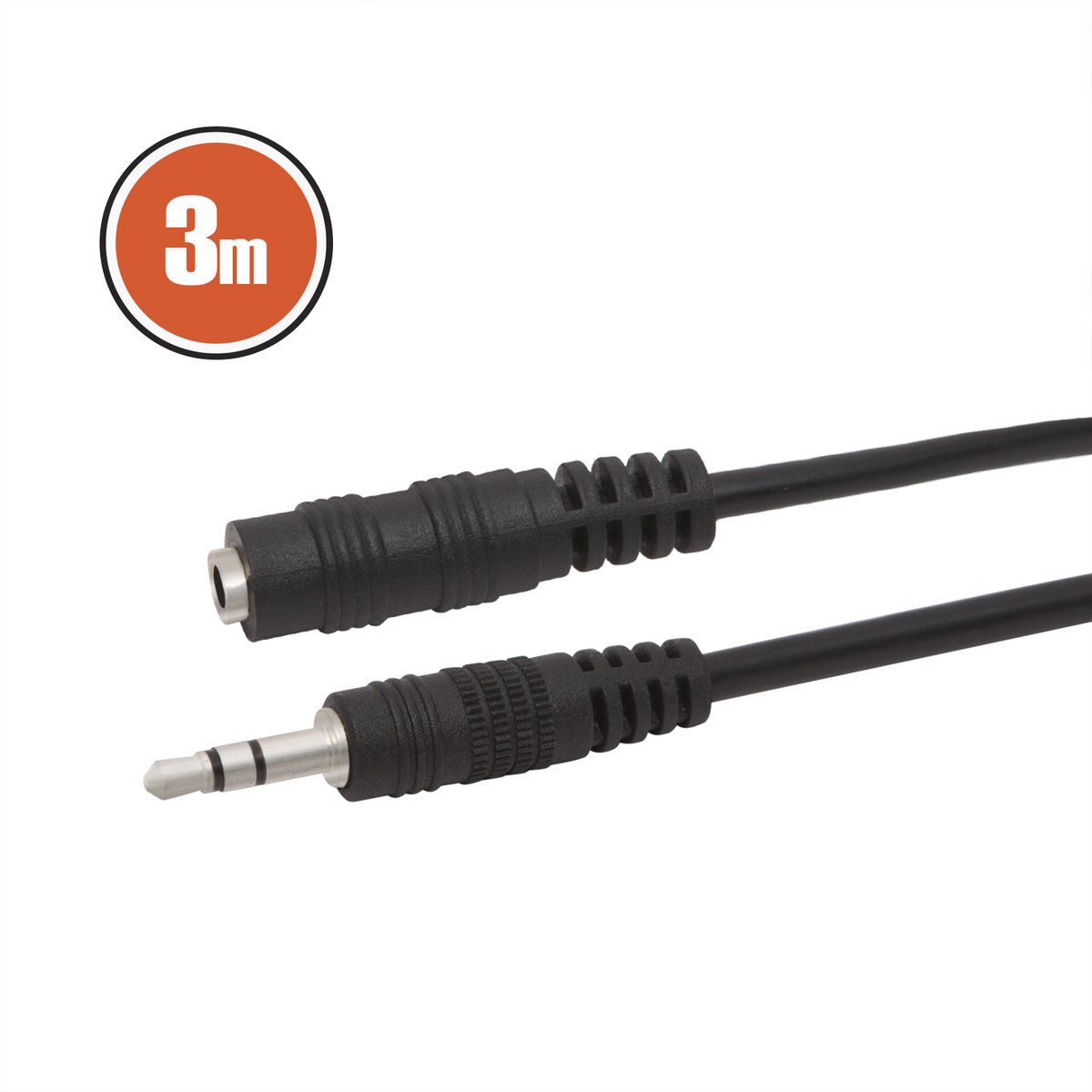 JACK Kabel 3m - 3.5mm JACK Plug naar 3.5mm JACK Socket Zwart [20332]