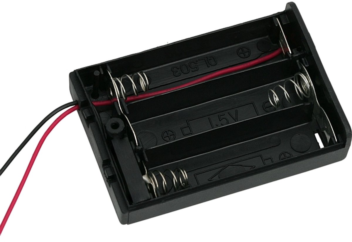 5x Batterijhouder AA – Voor 3 AA batterijen – Met schakelaar en draad – 5 stuks – Zwart kunststof - 5 Stuks [05347]