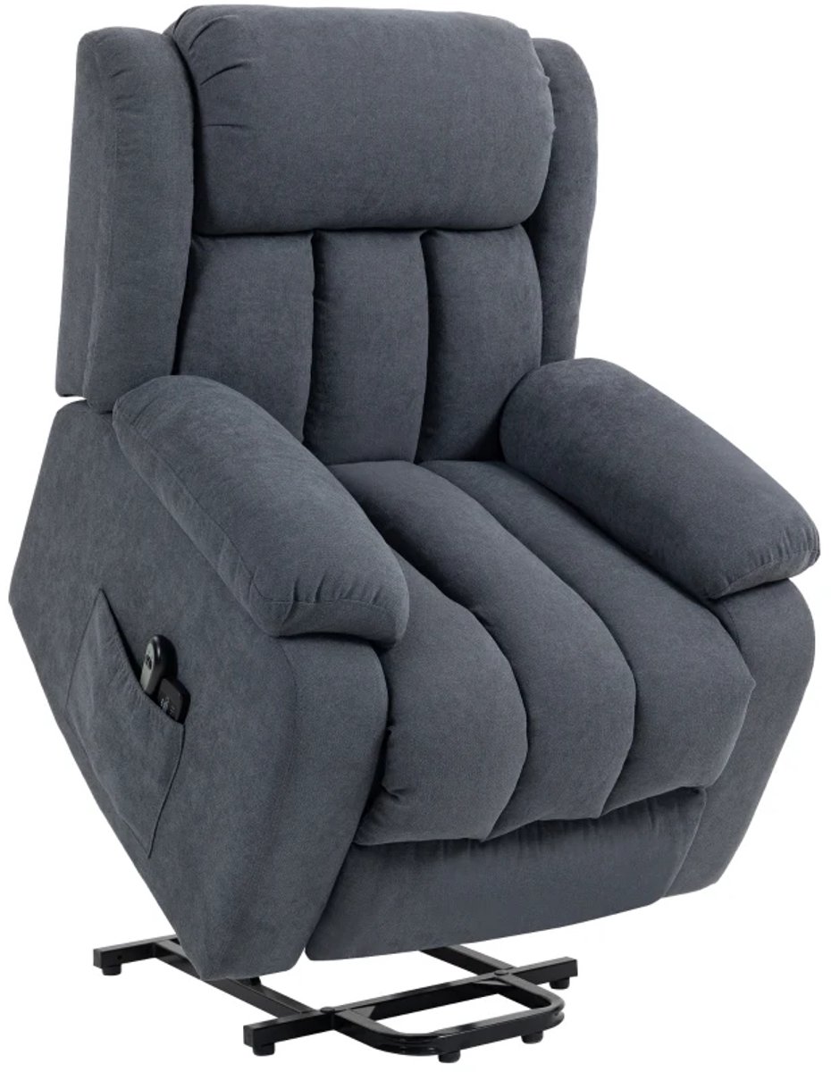 ZYLARO Elektrische Massagestoel - Massagefauteuil met Liftfunctie - Sta-opstoel - 8 Vibratiekoppen - Kantelbaar tot 135° - tot 180 kg - met Afstandsbediening - Relaxfauteuil - Relaxstoel - TV stoel - Donkergrijs