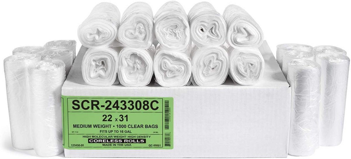 Vuilniszakken 12-16 Gallon - Commercieel 1000 Pack - 6 Micron Waarde Hoge Dichtheid