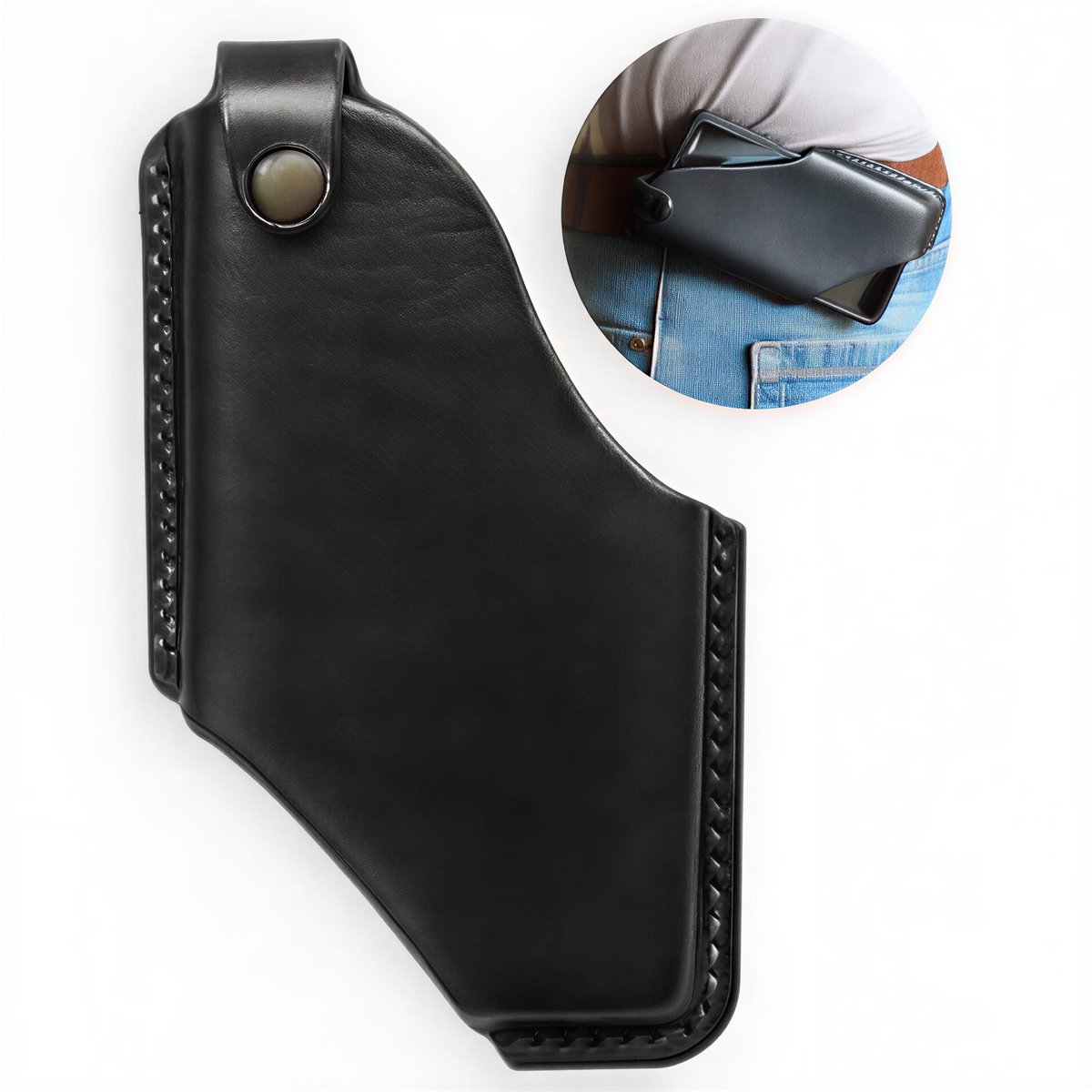 PU Leren Telefoontas Maat L met Riemlussen – Mobiele Telefoon Heuptas, Riemhouder voor Wandelen, Klimmen, Trekking, Outdoor Training, Fitness, Sport en Dagelijks Gebruik- ZWART