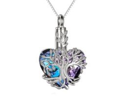 As ketting boom van het leven met paars hart