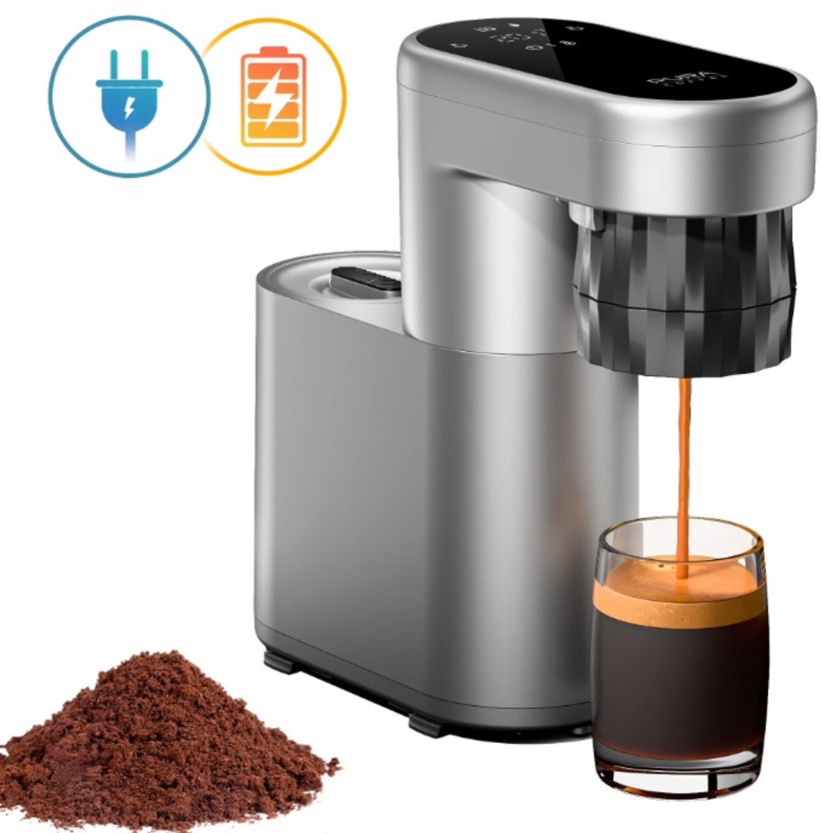 Pura Coffee C1 Mini Espressomachine – 20 bar – 3s Instant Heat – Compact & Draagbaar – Voor Thuis & Outdoor– Alleen geschikt voor koffiepoeder