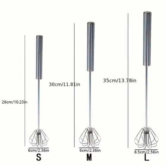 Roestvrijstalen Semi-Automatische Eierklopper - Duurzame Handmixer voor Eieren, Room en Bakbereidingen - Maat S van Merkloos — afbeelding 2
