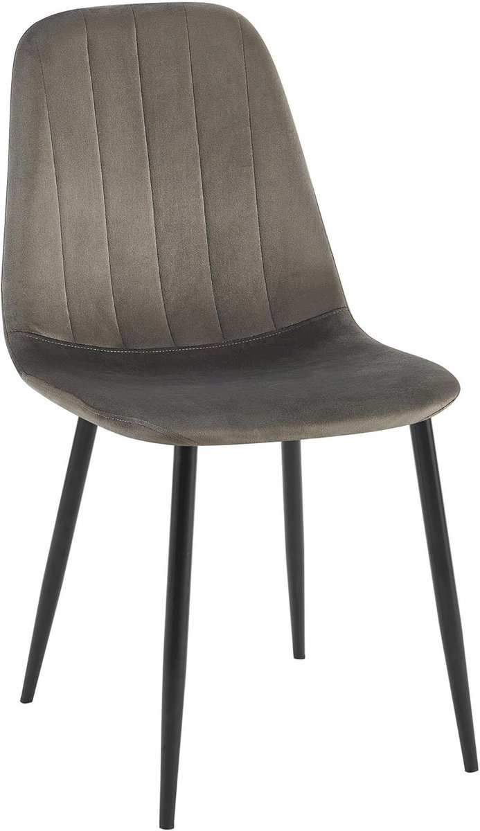 Eetkamerstoel met Fluwelen Bekleding - Comfortabel en Modern - Antraciet - Zonder Armleuni
