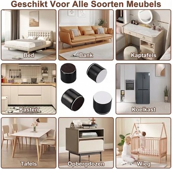 MINZHI 3 cm bankverhoger, 4 stuks meubelverhoging, zelfklevende meubelverhoging, meubelverhoging van koolstofstaal, bankverhoging, stoelverhoger bedverhoger tafelverhoging, voor bank-, bed- en